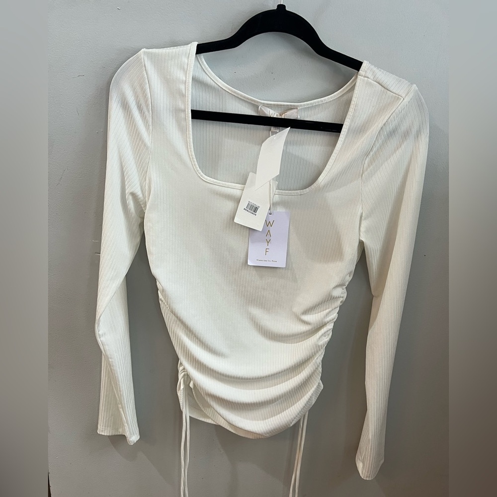 WAYF Women's Ivory Ruched Blouse